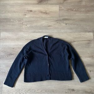 Everlane 100% Cotton Navy Blue Button Down Knit Cardigan Sweater Sz S